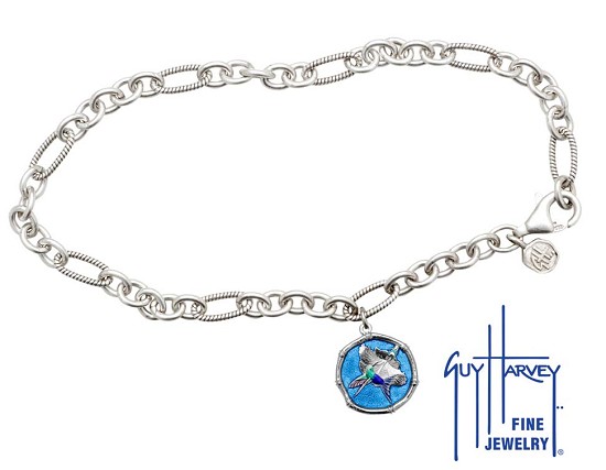 Hummingbird Sterling Silver Anklet Full Color Blue Enamel