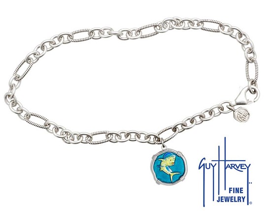 Dolphin Anklet Full Color Enamel Bright Finish 15mm Sterling Silver