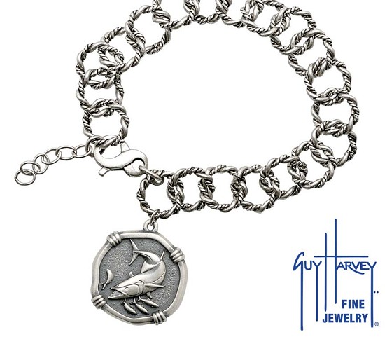 King Mackerel on Rope Link Bracelet Relic Finish 25mm Sterling Silver