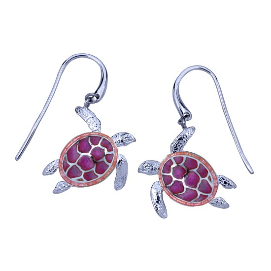 Sea Turtle Earrings Enameled and Crafted in Sterling Silver 