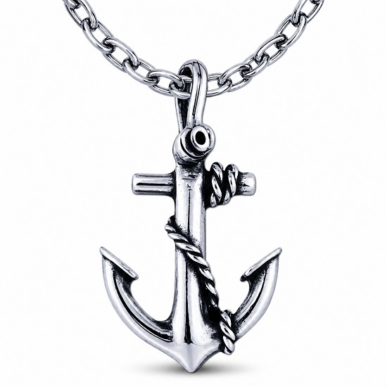 Anchor Necklace Heavyweight Sterling Silver Pendant on a Link Chain - Your Choice of Length