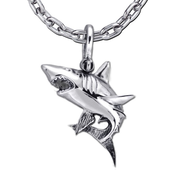 Shark Necklace - Sterling Silver Pendant with Chain